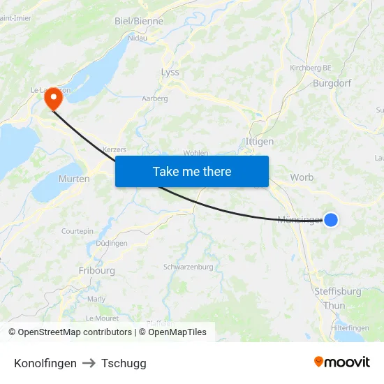 Konolfingen to Tschugg map