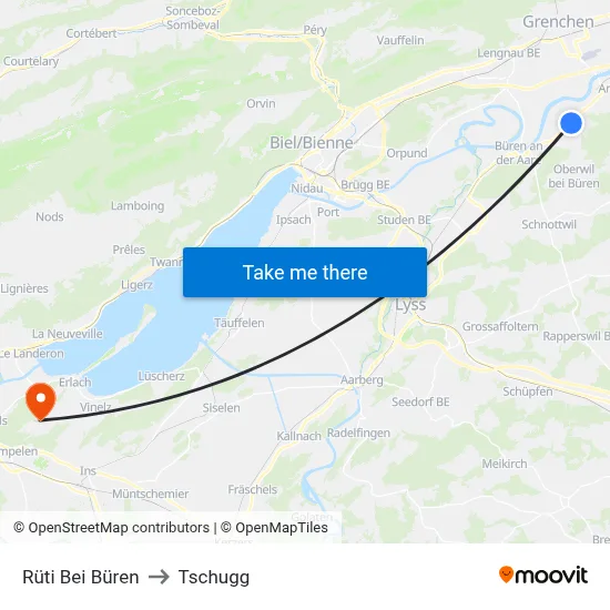 Rüti Bei Büren to Tschugg map