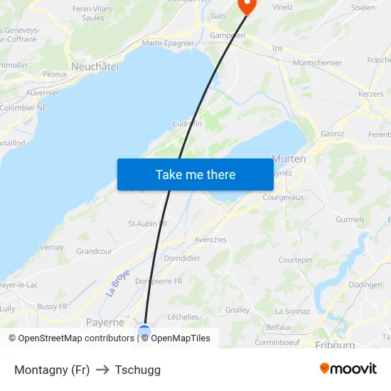 Montagny (Fr) to Tschugg map