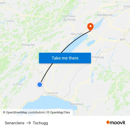 Senarclens to Tschugg map