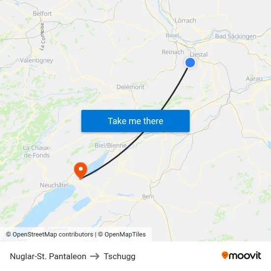 Nuglar-St. Pantaleon to Tschugg map