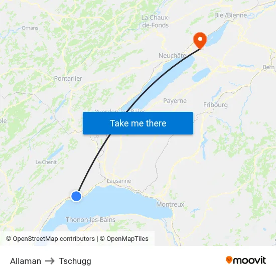 Allaman to Tschugg map
