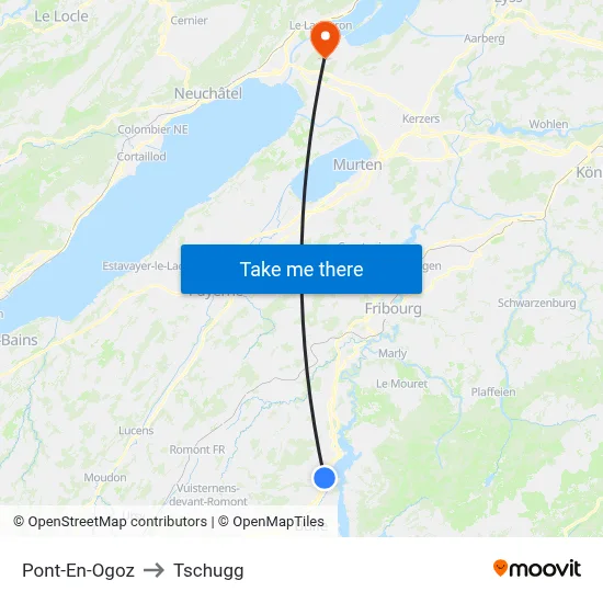 Pont-En-Ogoz to Tschugg map