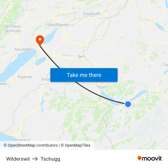Wilderswil to Tschugg map