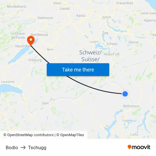 Bodio to Tschugg map