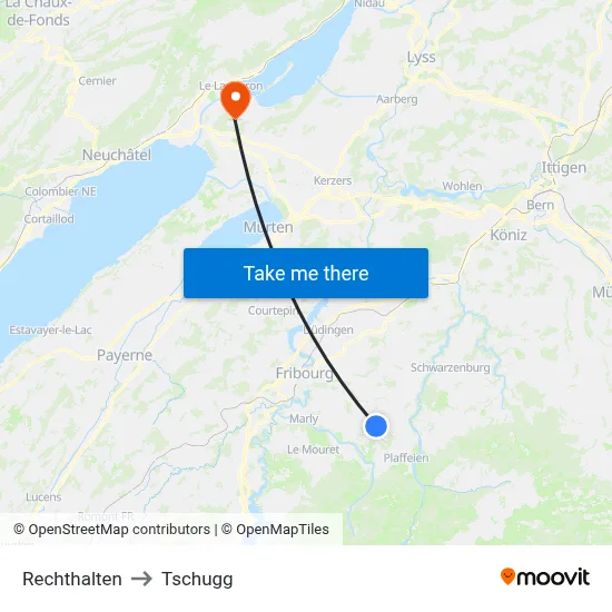 Rechthalten to Tschugg map