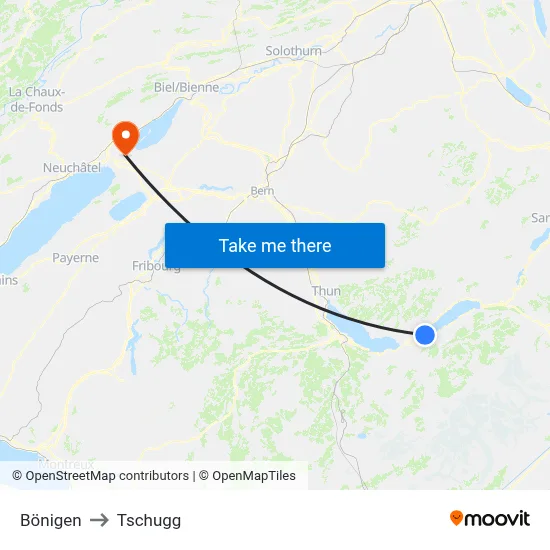 Bönigen to Tschugg map