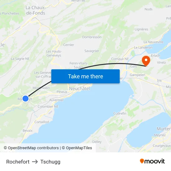 Rochefort to Tschugg map