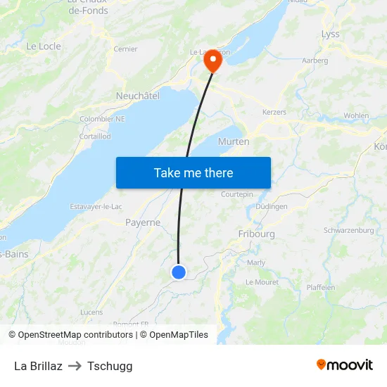La Brillaz to Tschugg map