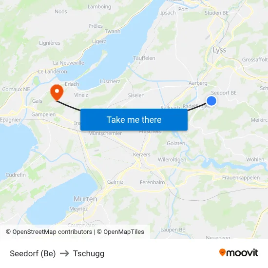 Seedorf (Be) to Tschugg map