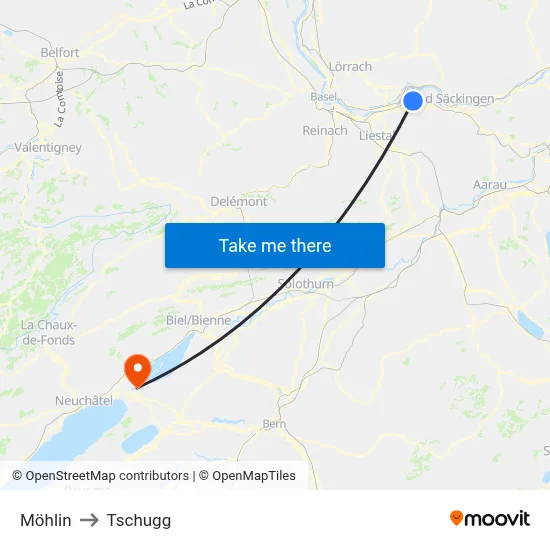 Möhlin to Tschugg map