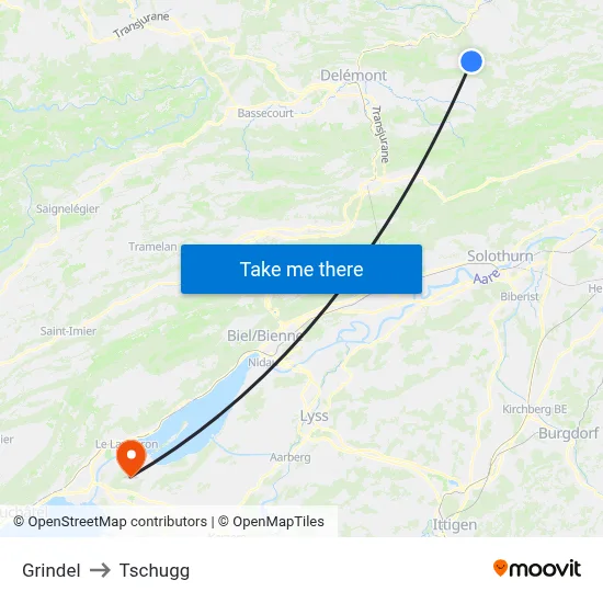 Grindel to Tschugg map
