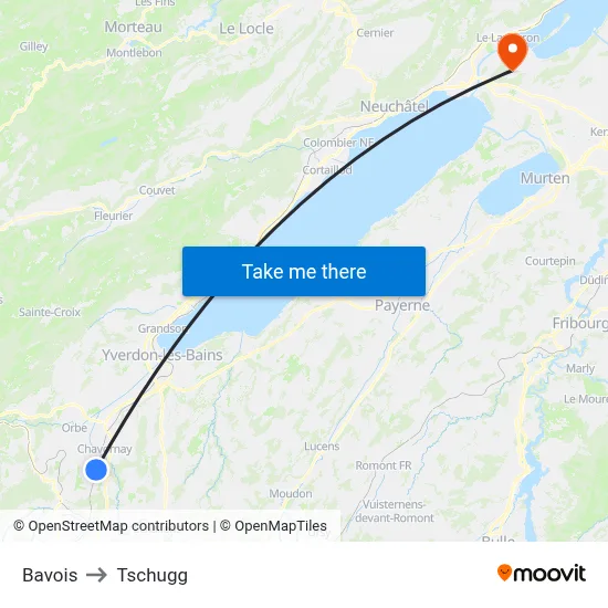 Bavois to Tschugg map