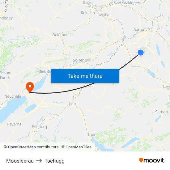 Moosleerau to Tschugg map