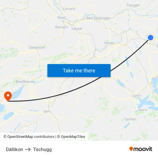 Dällikon to Tschugg map