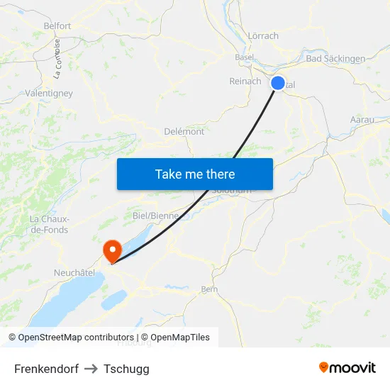Frenkendorf to Tschugg map