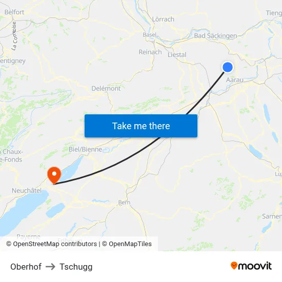 Oberhof to Tschugg map