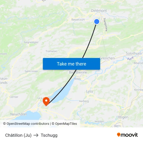 Châtillon (Ju) to Tschugg map