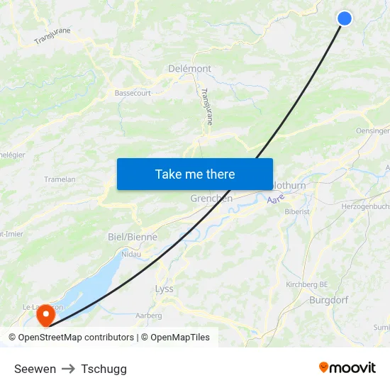 Seewen to Tschugg map