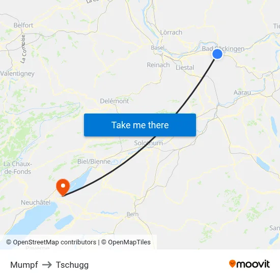 Mumpf to Tschugg map