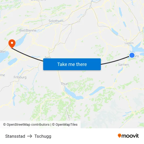 Stansstad to Tschugg map