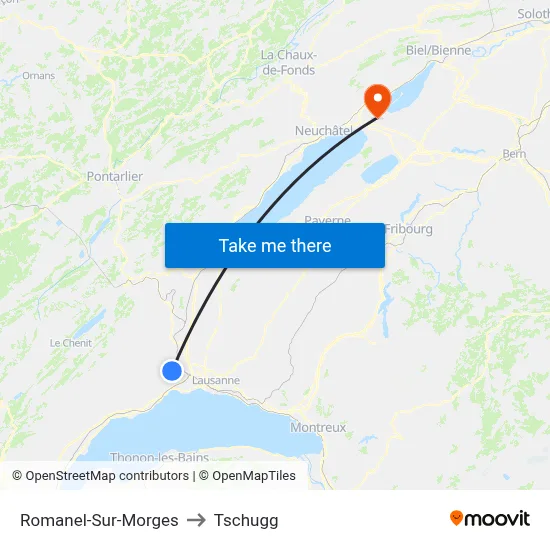 Romanel-Sur-Morges to Tschugg map