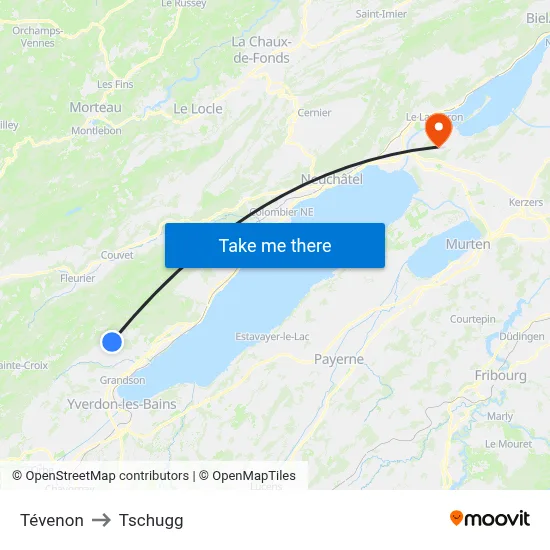 Tévenon to Tschugg map
