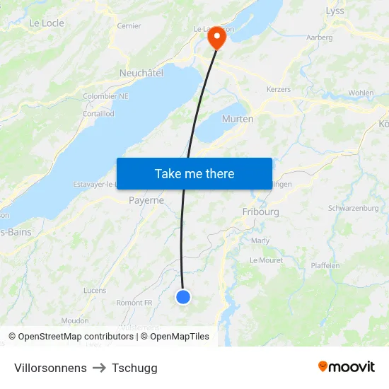 Villorsonnens to Tschugg map