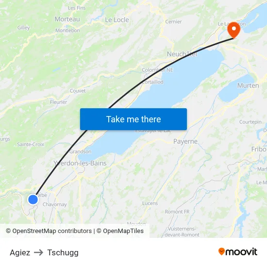 Agiez to Tschugg map