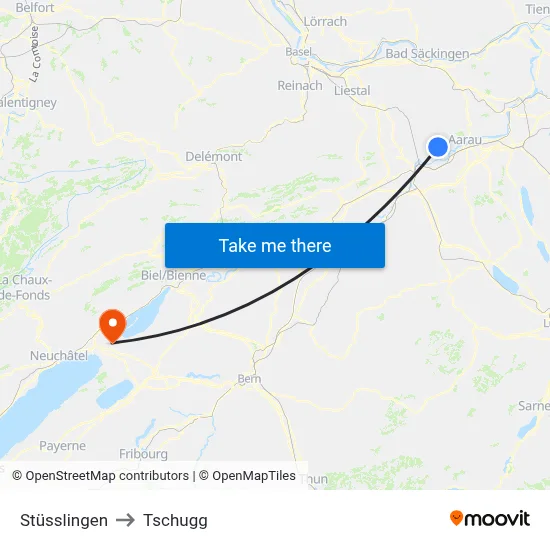 Stüsslingen to Tschugg map