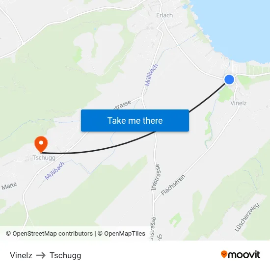 Vinelz to Tschugg map