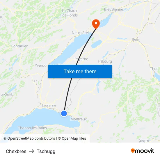 Chexbres to Tschugg map