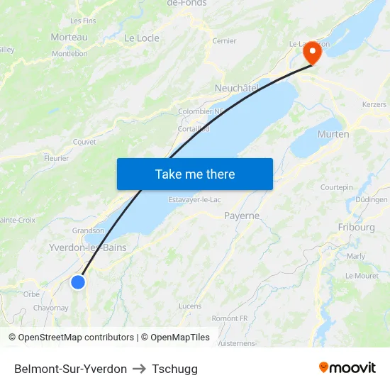 Belmont-Sur-Yverdon to Tschugg map