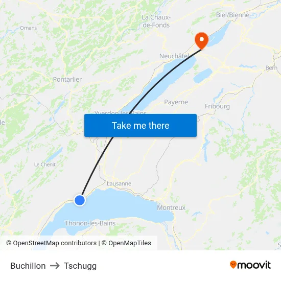 Buchillon to Tschugg map