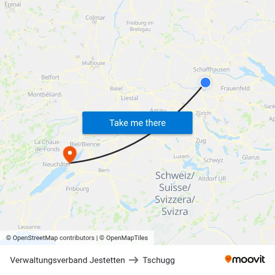 Verwaltungsverband Jestetten to Tschugg map