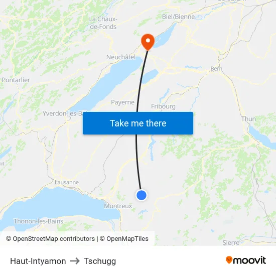 Haut-Intyamon to Tschugg map