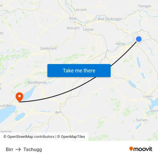 Birr to Tschugg map