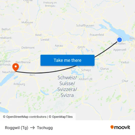 Roggwil (Tg) to Tschugg map