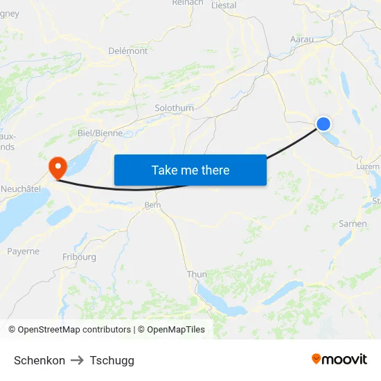 Schenkon to Tschugg map