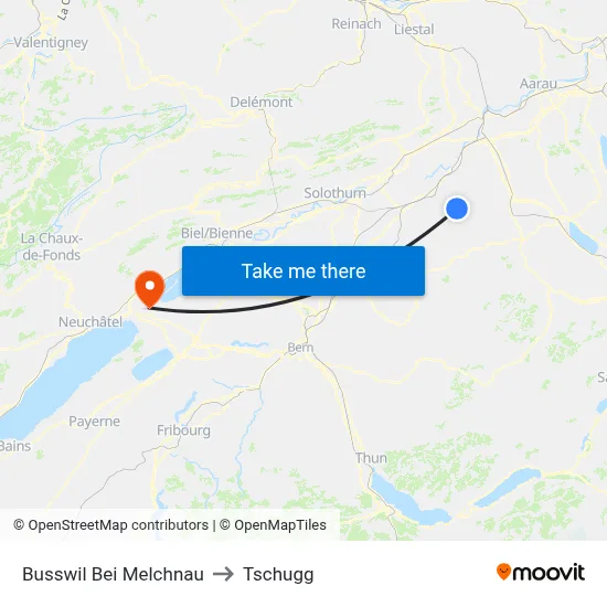Busswil Bei Melchnau to Tschugg map