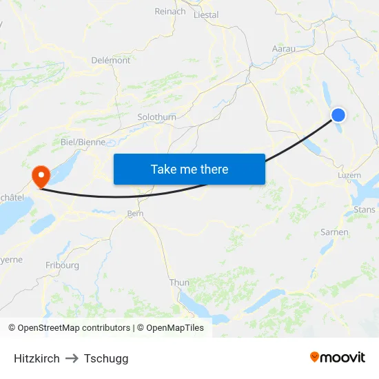 Hitzkirch to Tschugg map
