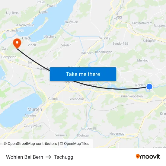 Wohlen Bei Bern to Tschugg map