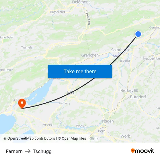 Farnern to Tschugg map