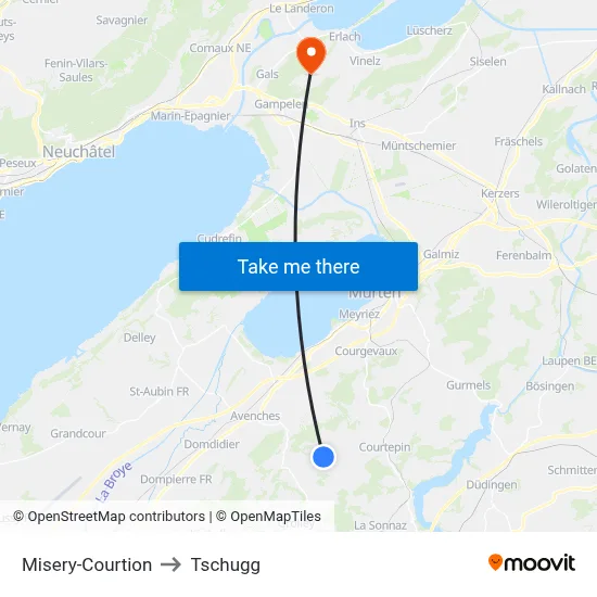 Misery-Courtion to Tschugg map