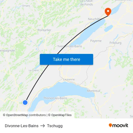 Divonne-Les-Bains to Tschugg map