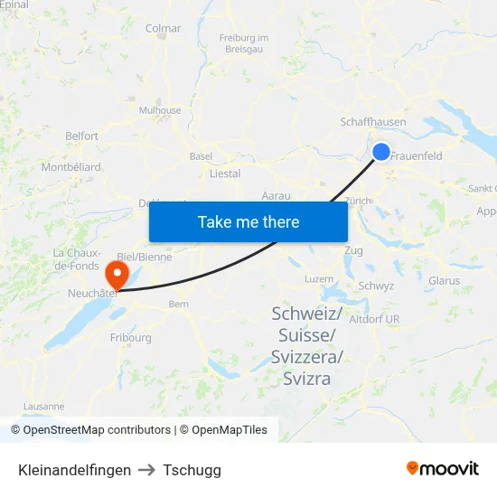 Kleinandelfingen to Tschugg map