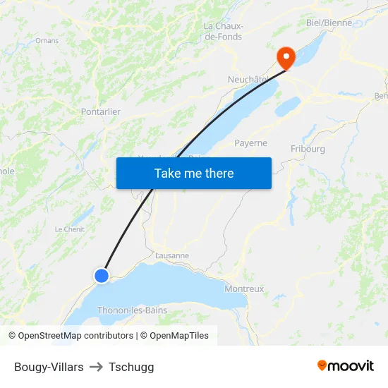 Bougy-Villars to Tschugg map