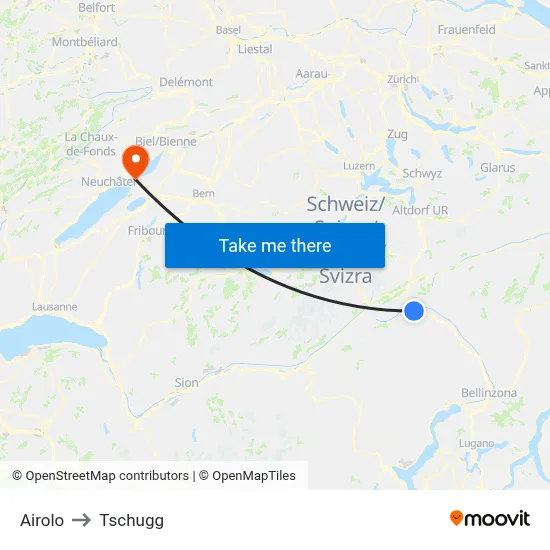 Airolo to Tschugg map