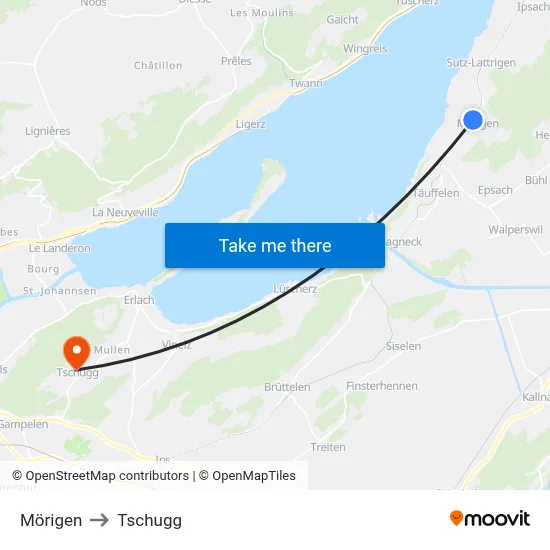 Mörigen to Tschugg map