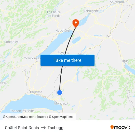 Châtel-Saint-Denis to Tschugg map